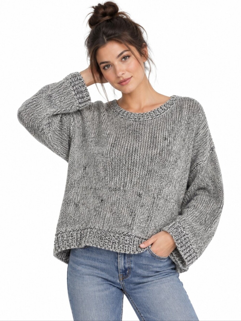 Victoria’s Secret Sweater XS Gray Mohair Wool Blend Oversized Knit